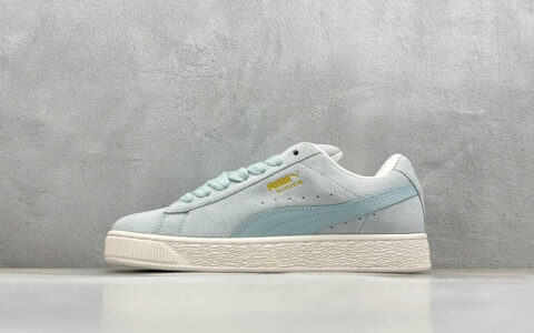 彪马Puma Suede XL纯原版本浅蓝色金标防滑低帮板鞋 莆田复刻鞋货源 货号：395205-10