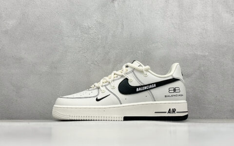 耐克Nike Air Force 1 Low 07 x Balenciaga巴黎世家联名款白黑绑带小钩空军一号低帮休闲板鞋信息资讯大全 货号：AM1588-019