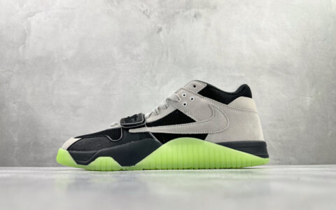 乔丹Travis Scott x Air Jordan Jumpman Jack纯原版本TS联名AJ黑绿色倒钩篮球鞋 莆田AJ货源 货号：IH7971-001