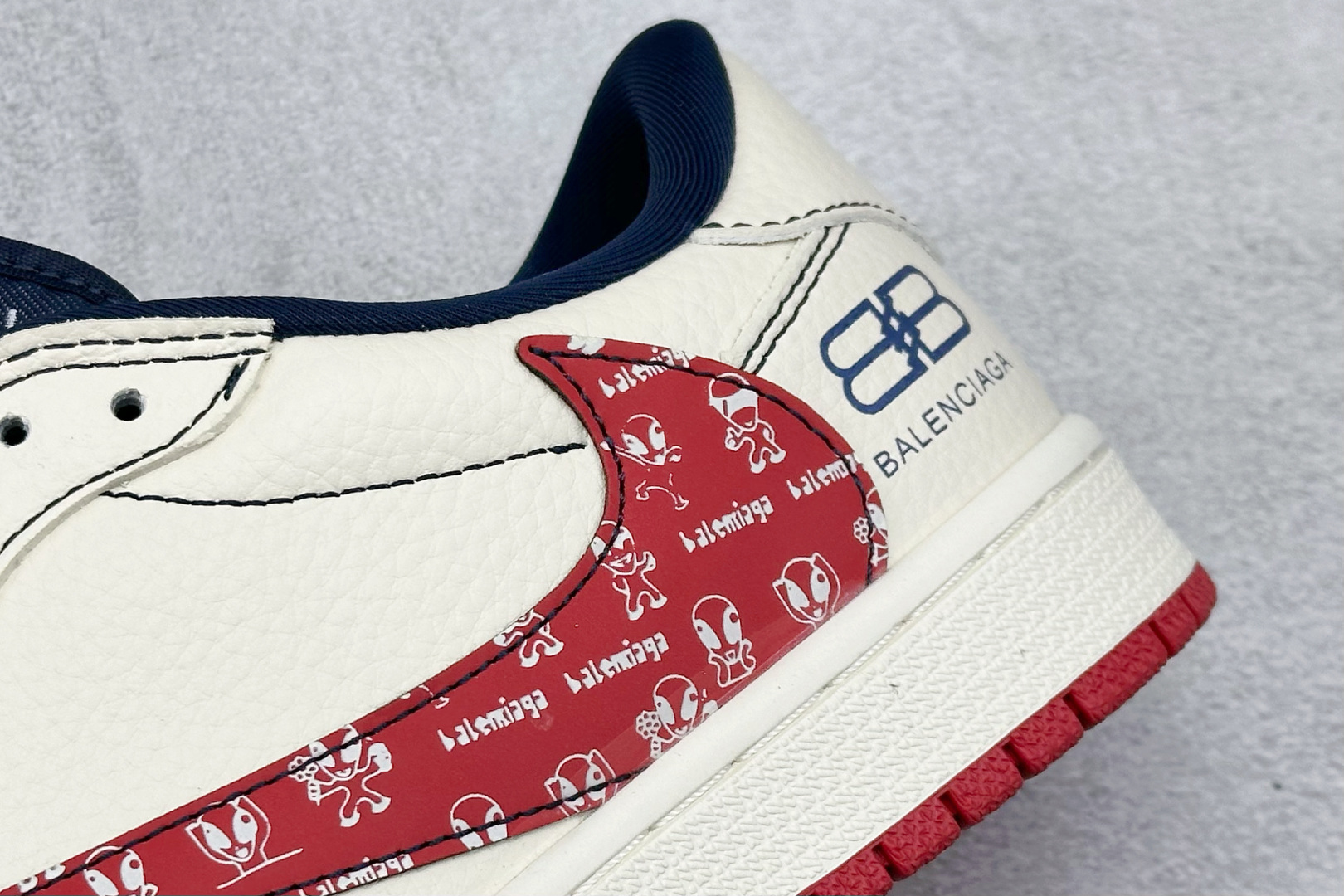 乔丹Balenciaga x Air Jordan 1 Low纯原版本巴黎世家联名AJ1定制配色倒钩板鞋 莆田AJ批发 货号:DS2025-001